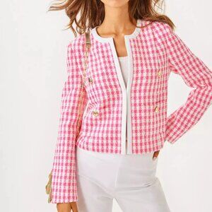 NWT Lilly Pulitzer Rohana Boucle Jacket in Rousseau Pink Charming Check Sz 12